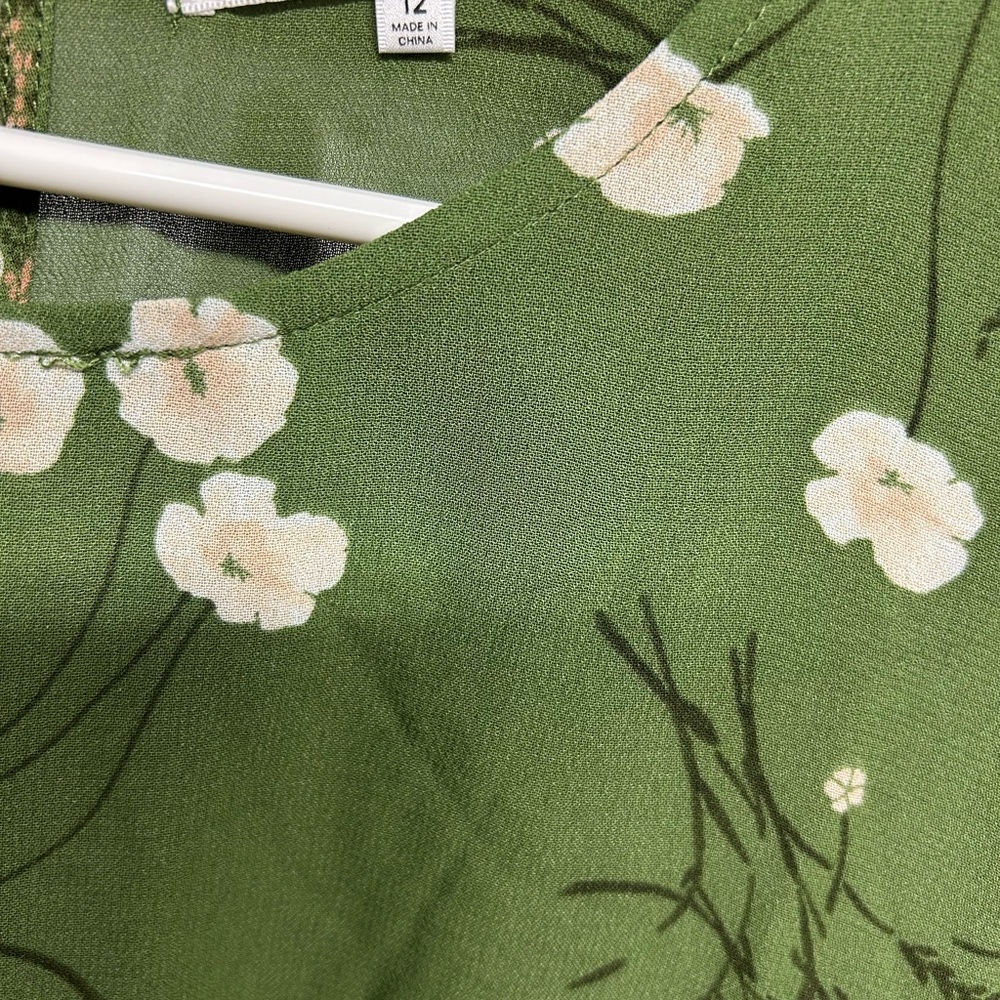 Reformation Lomita Olive Floral Long Sleeve Dress NWT - Picture 3 of 8